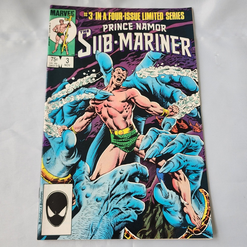 Prince Namor The Sub Mariner #3 Comic Book Marvel 1988 Limited Series B&B FN Vtg